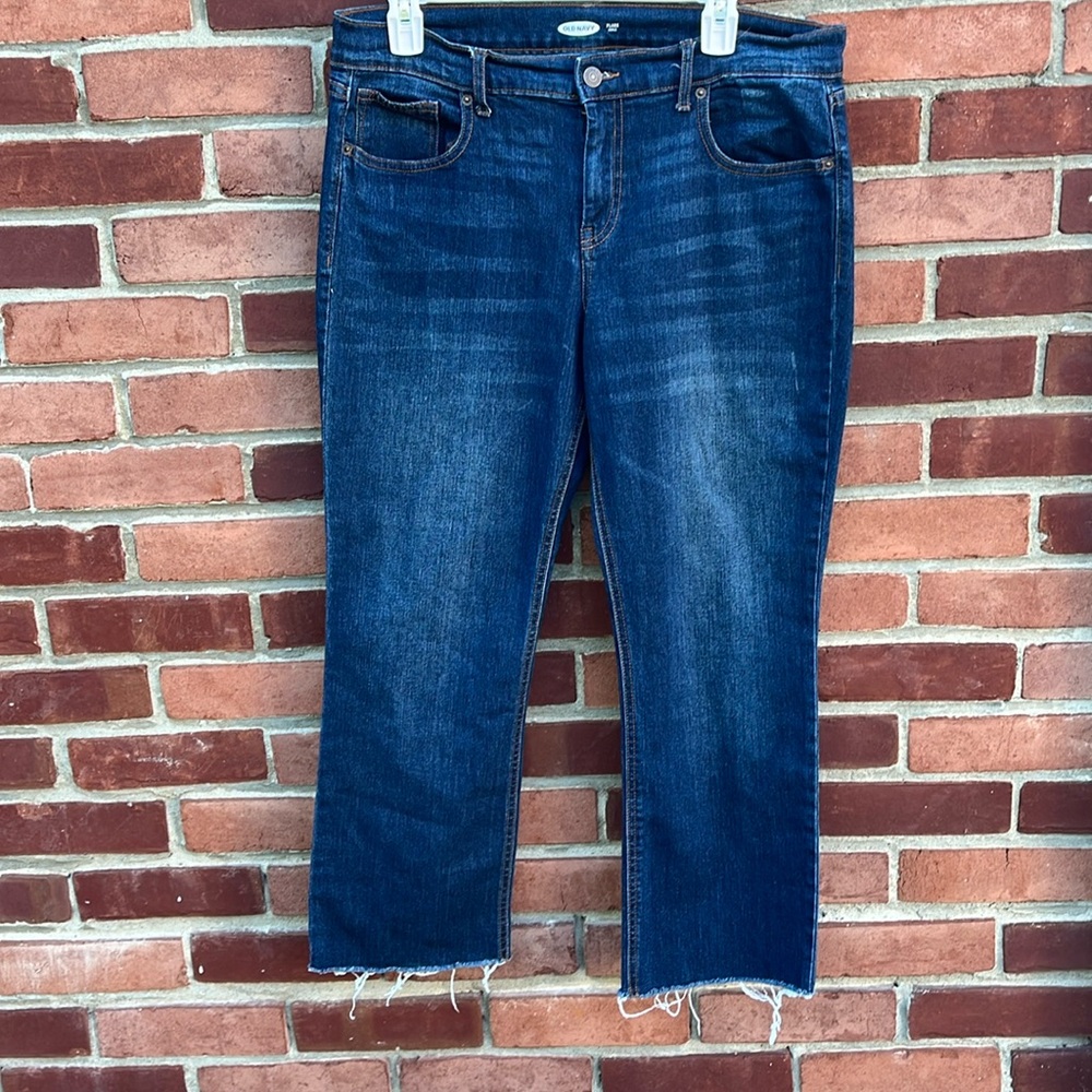 Old navy Flare ankle raw hem jeans, size 12. Never worn